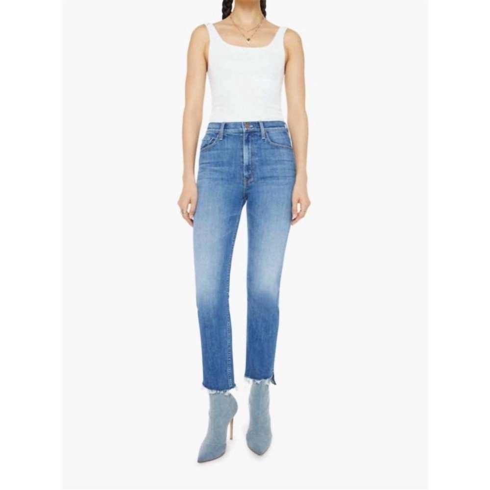 MOTHER high waist rider ankle step fray jean in loafers and lassos size 24